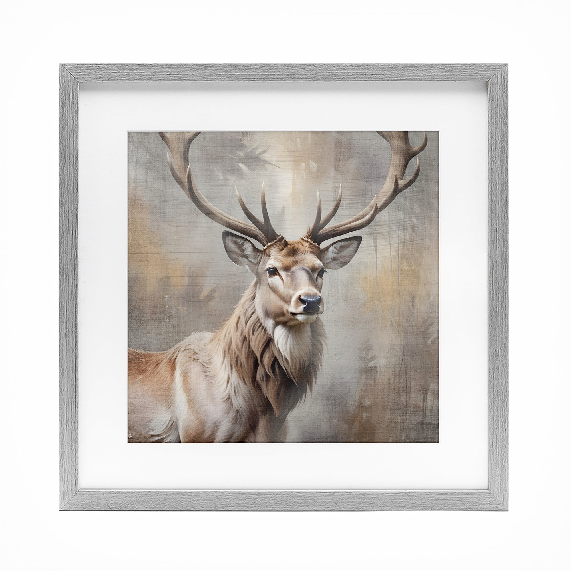 Stupell Industries Rustic Stag with Majestic Glance Gray Framed Print Under Glass, design by Susan Arnot