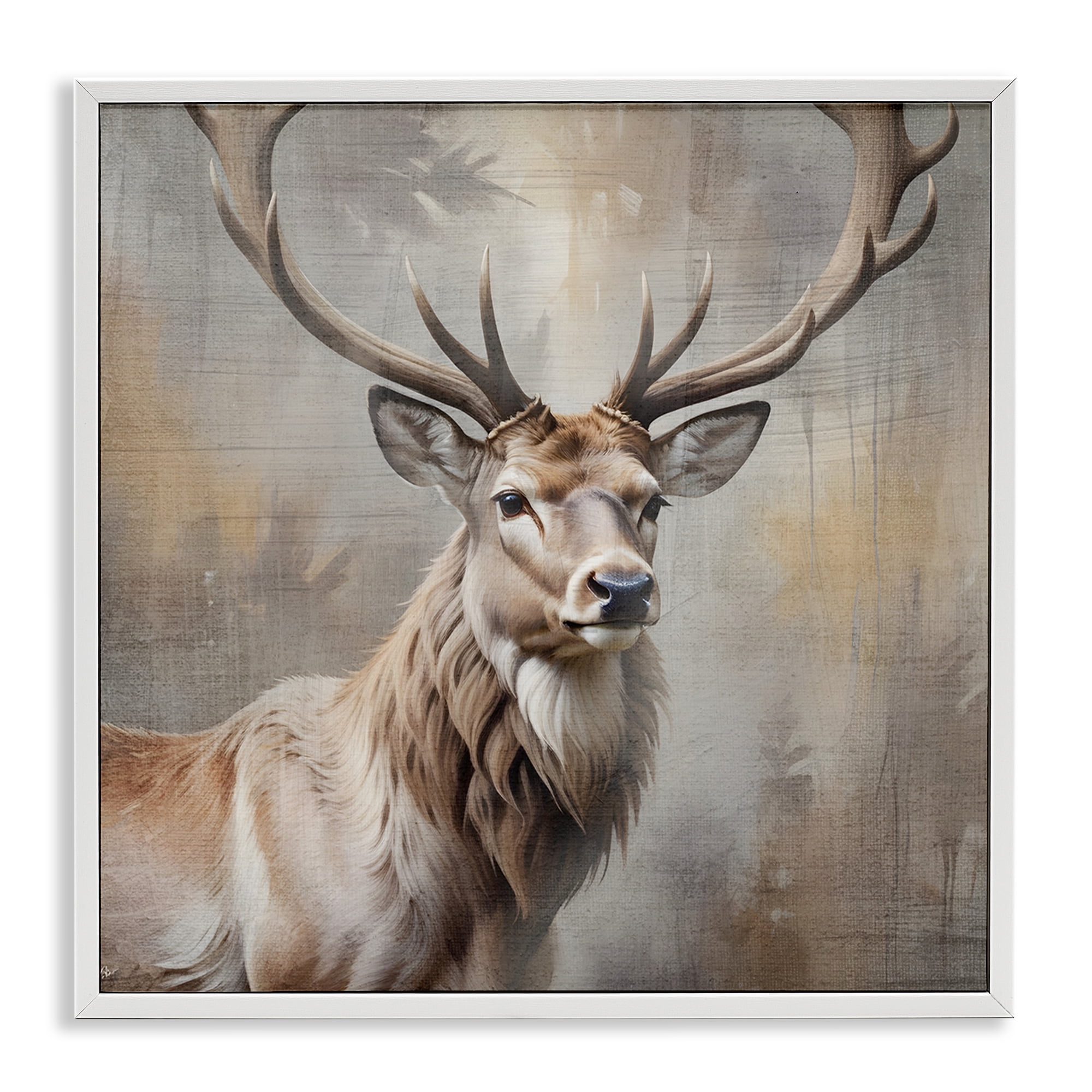 Stupell Industries Rustic Stag with Majestic Glance White Framed Giclee Art, design by Susan Arnot