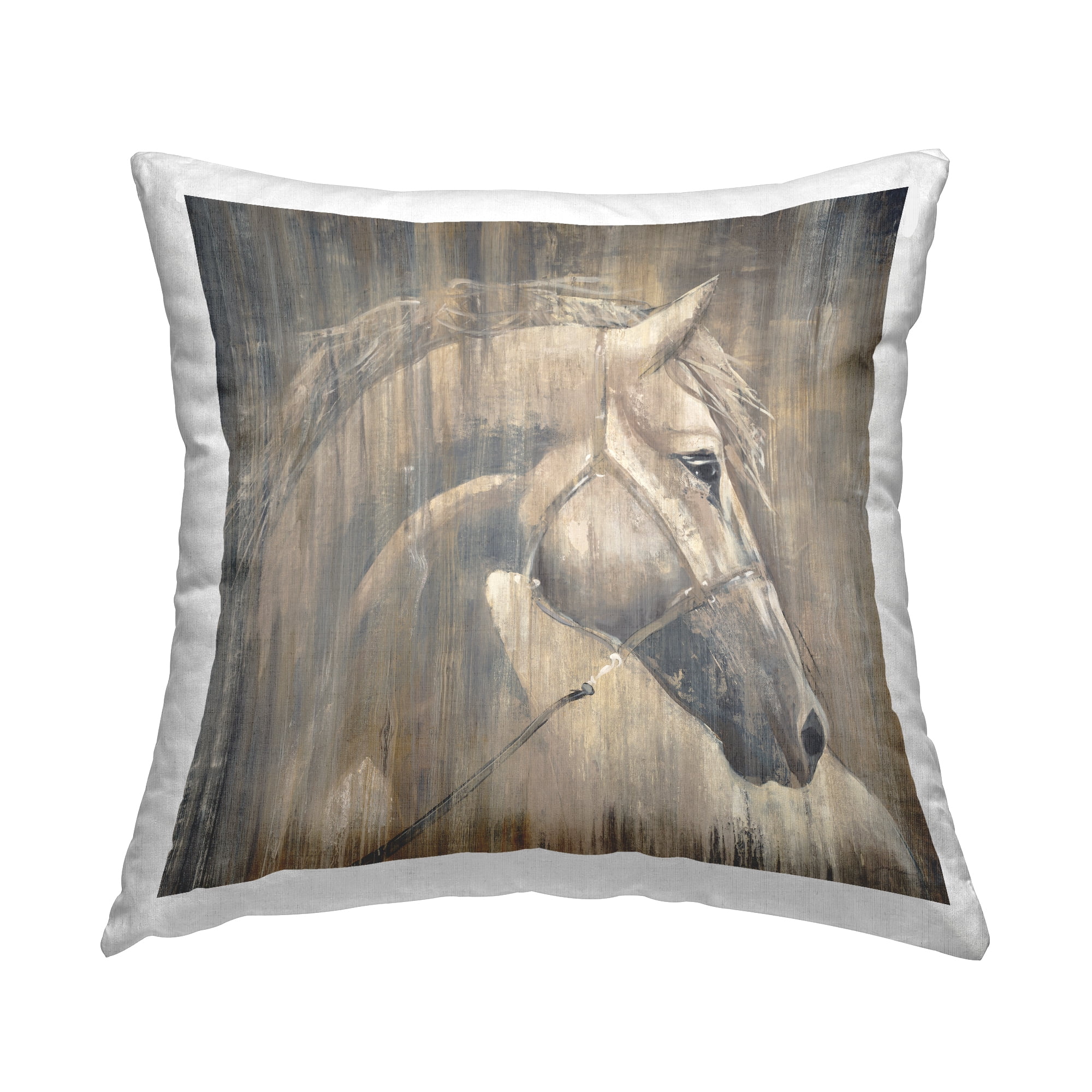 Stupell Industries Rustic Stallion Animal Portrait Square Decorative Printed Throw Pillow, 18 x 18