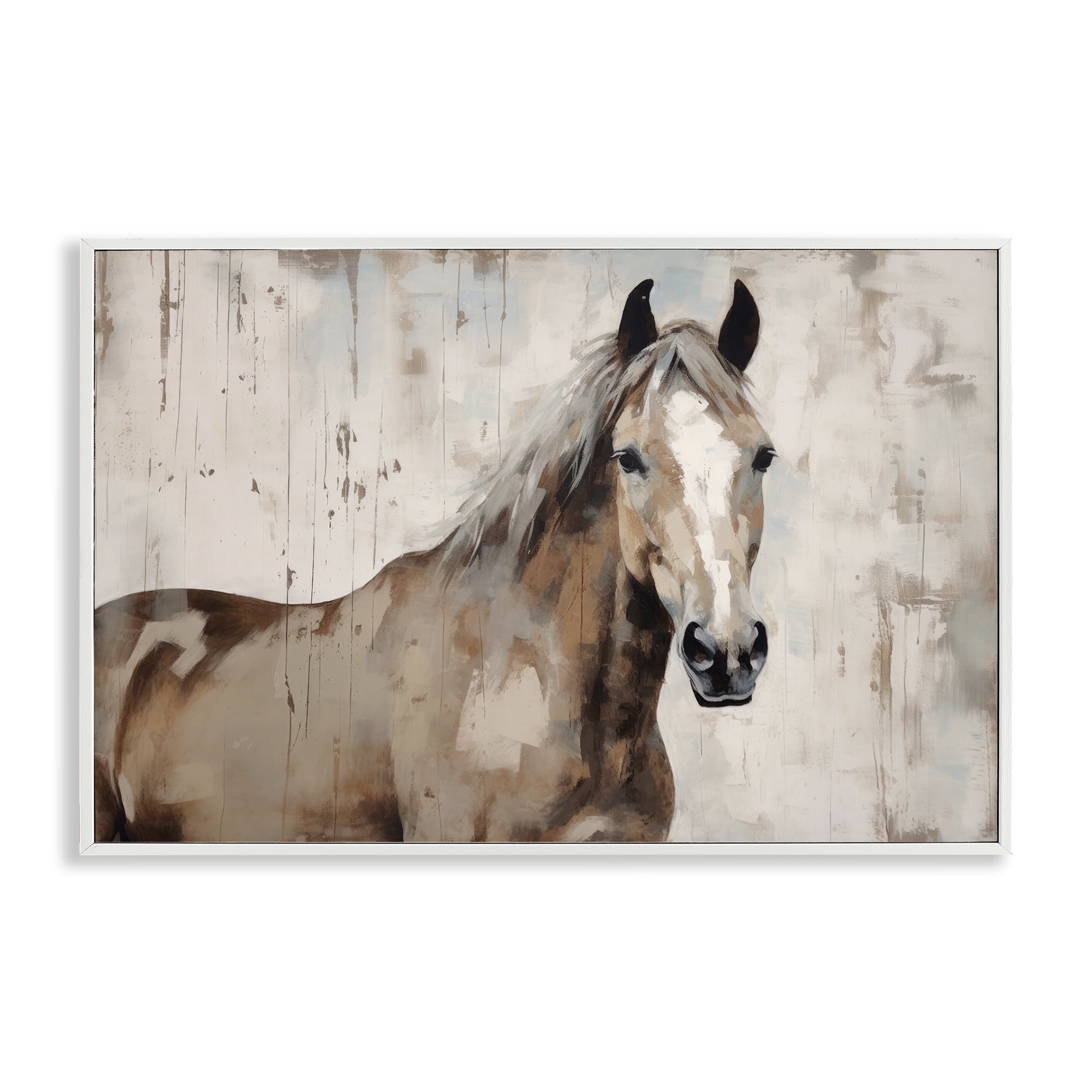 Stupell Industries Rustic Stoic Mare Animals Painting White Framed Art Print Wall Art, 30 x 20