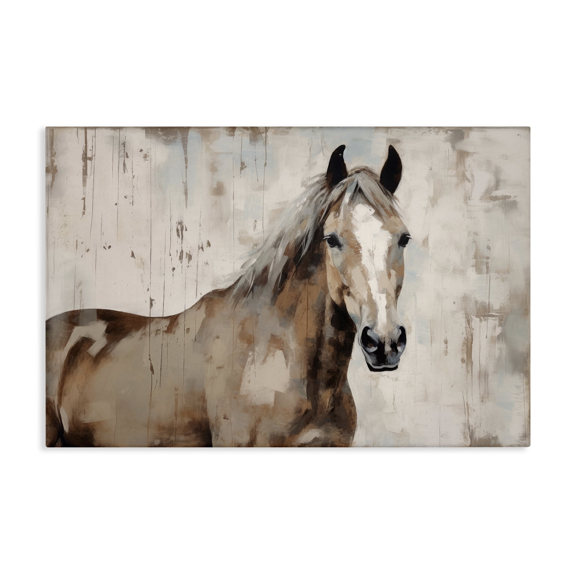 Stupell Industries Rustic Stoic Mare Animals Painting Wrapped Canvas Art Print Wall Art, 30 x 20