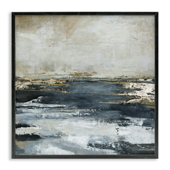 Stupell Industries Rustic Stormy Sea Abstract Painting Black Framed Art Print Wall Art, 12 x 12