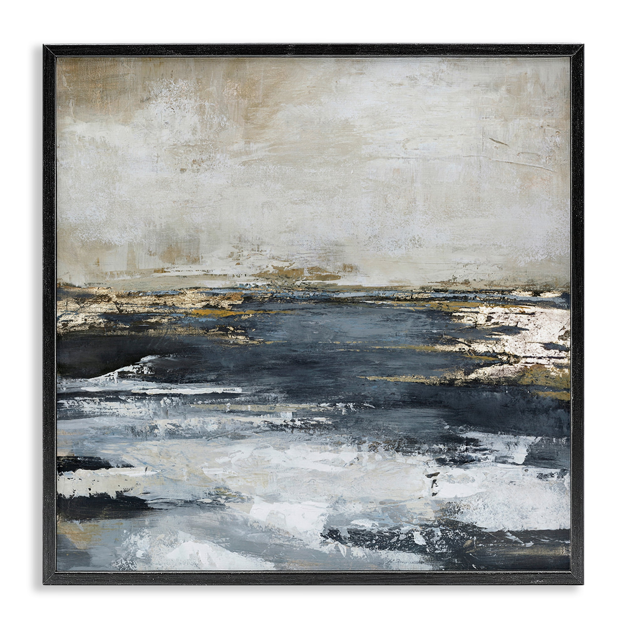 Stupell Industries Rustic Stormy Sea Abstract Painting Black Framed Art Print Wall Art, 17 x 17