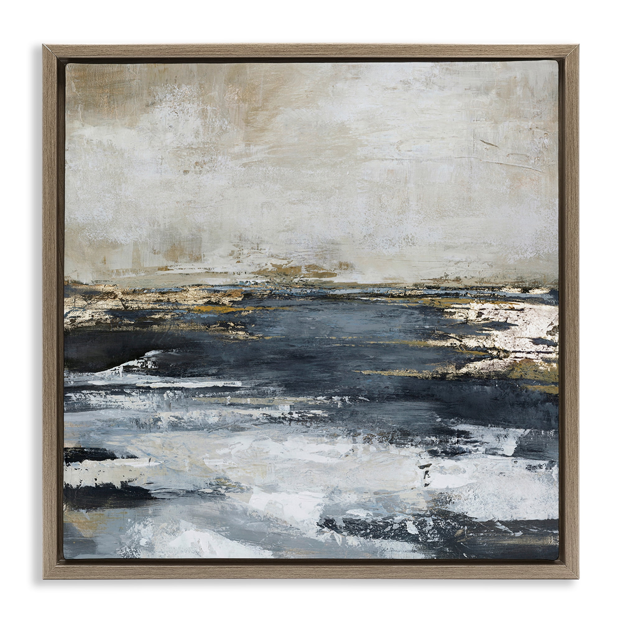 Stupell Industries Rustic Stormy Sea Abstract Painting Brown Floater Framed Canvas Art Print Wall Art, 25 x 25