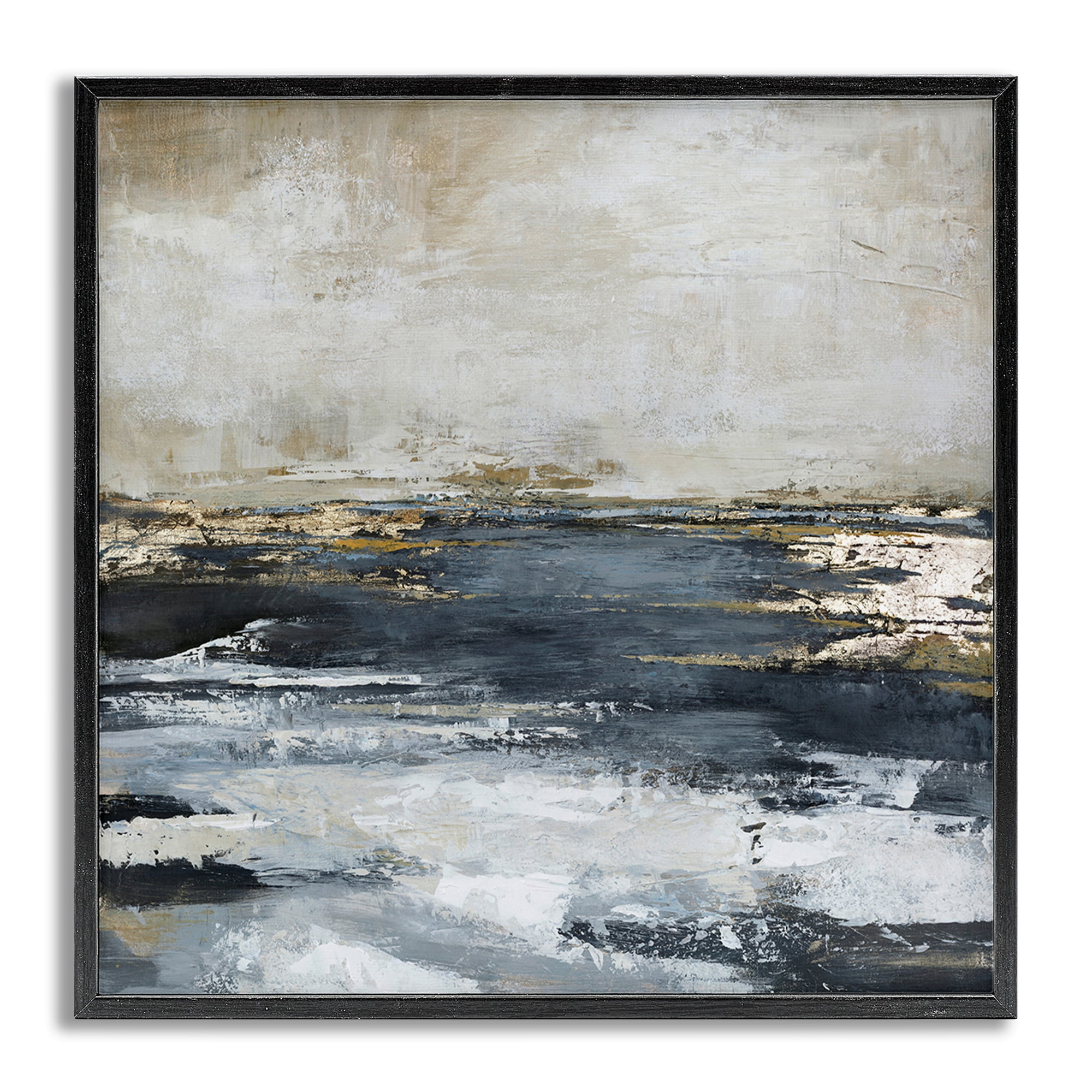 Stupell Industries Rustic Stormy Sea Abstract Painting Gray Framed Art Print Wall Art, 17 x 17