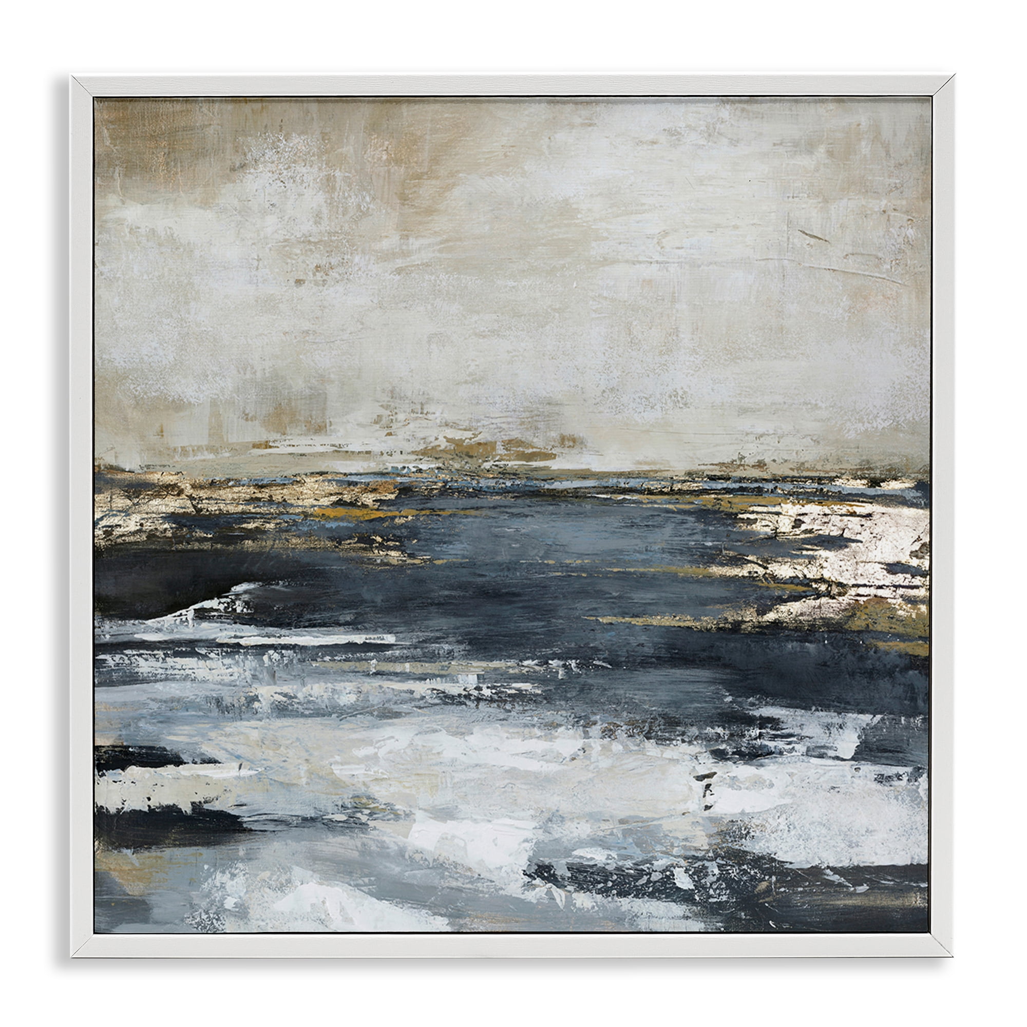 Stupell Industries Rustic Stormy Sea Abstract Painting White Framed Art Print Wall Art, 24 x 24