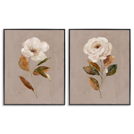 Stupell Industries Rustic Style Rose Blooms Floral Painting Black Framed Art Print Wall Art, 11 x 14, Set of 2
