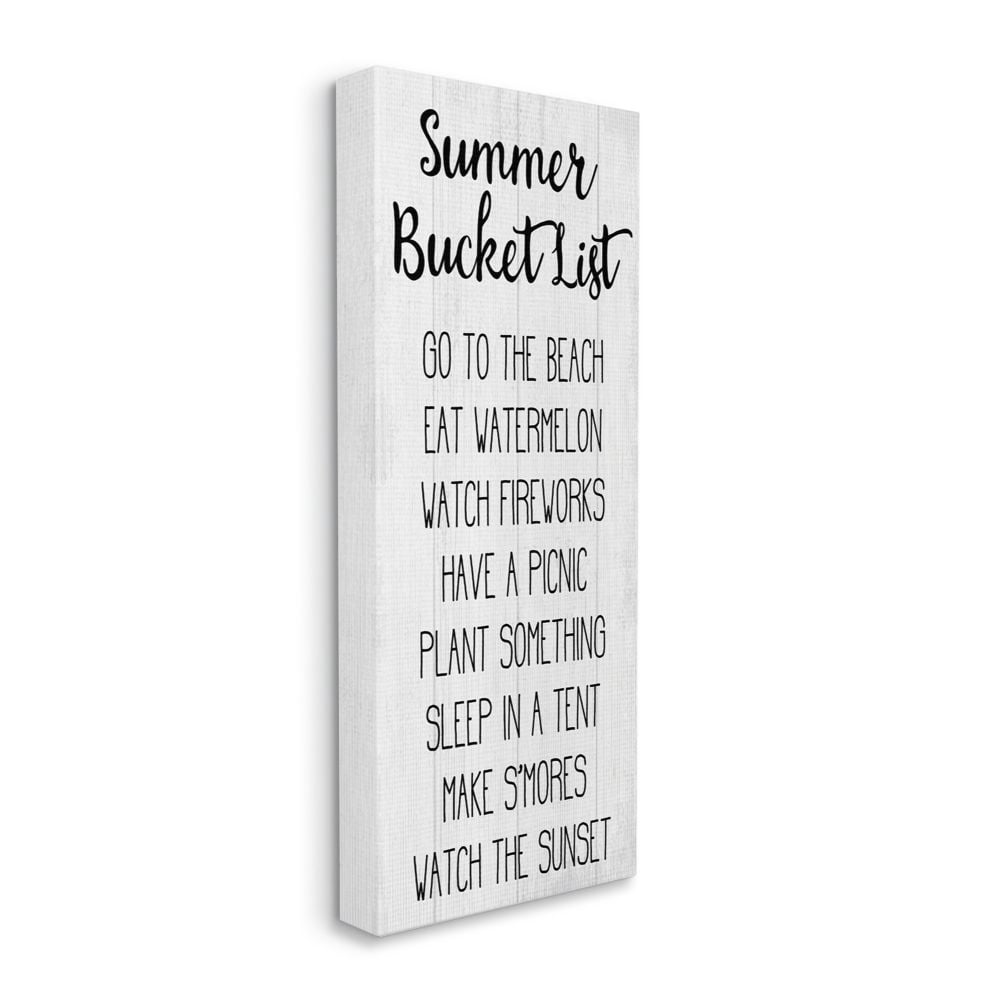 Stupell Industries Rustic Summer Bucket List Sign Outdoor Goals Canvas Wall Art Design by Daphne Polselli, 20" x 48"