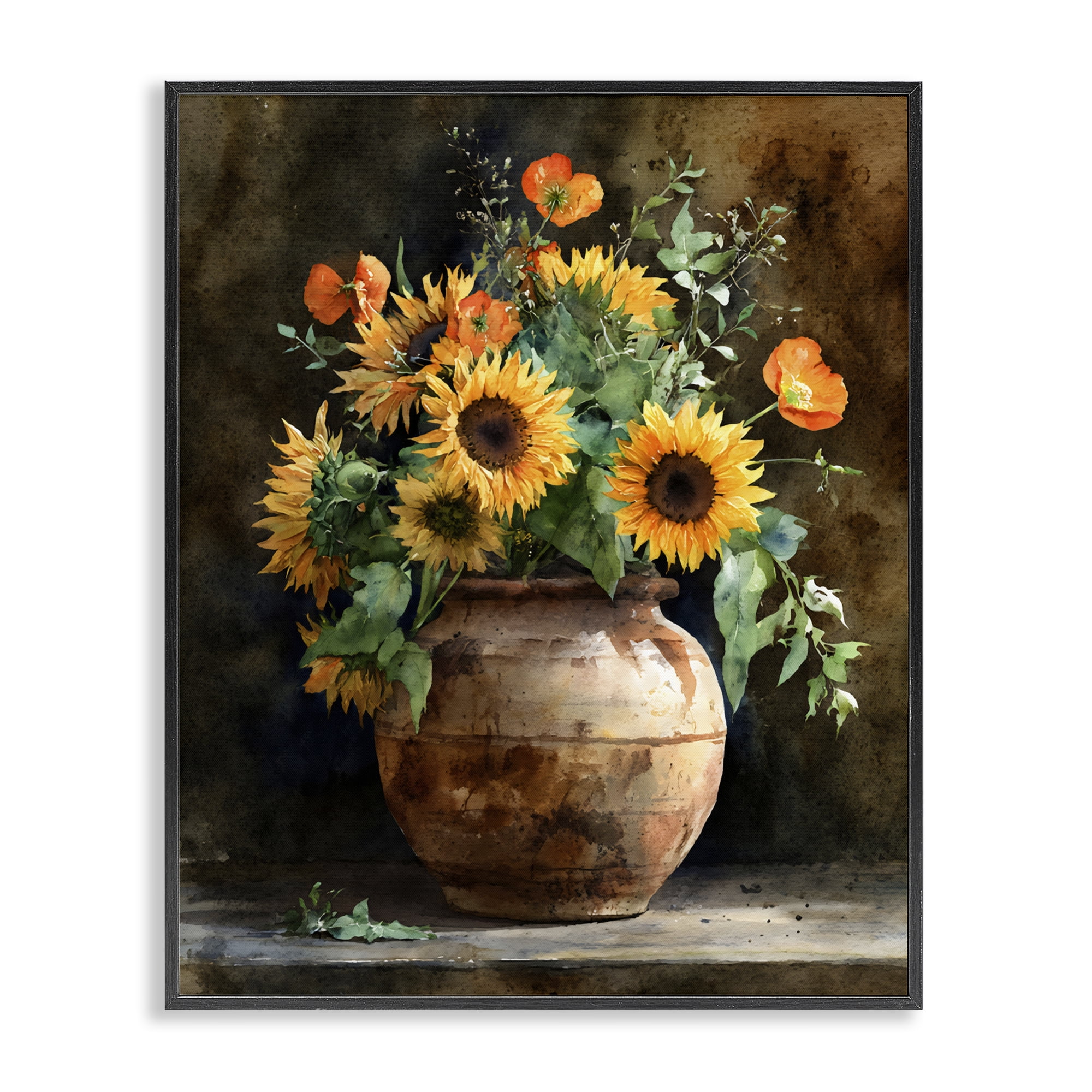 Stupell Industries Rustic Sunflower Display Black Framed Giclee Art, design by Franklyn Gregory