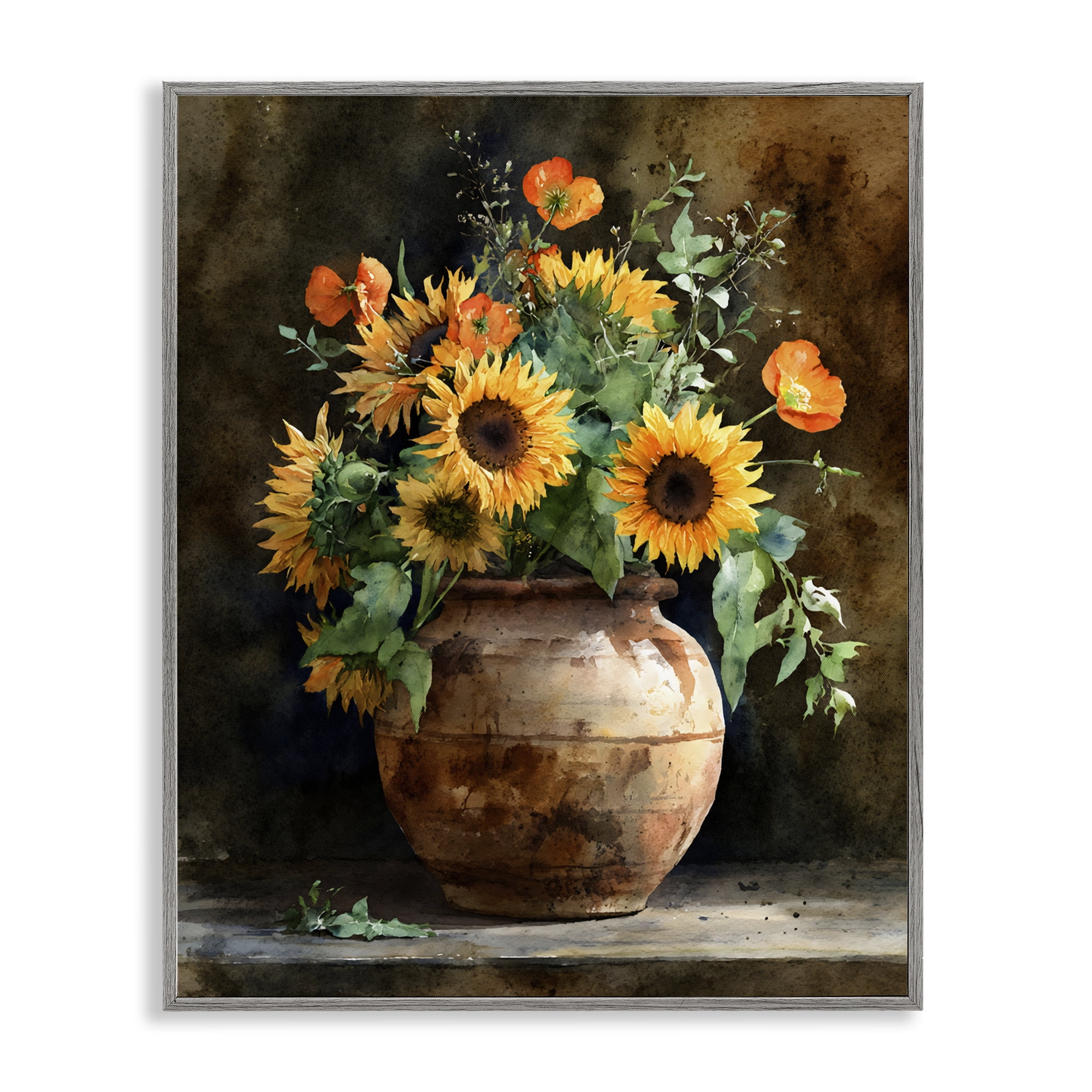 Stupell Industries Rustic Sunflower Display Gray Framed Giclee Art, design by Franklyn Gregory