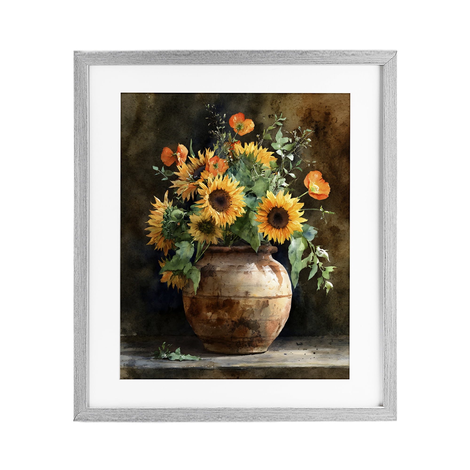 Stupell Industries Rustic Sunflower Display Gray Framed Print Under Glass, design by Franklyn Gregory