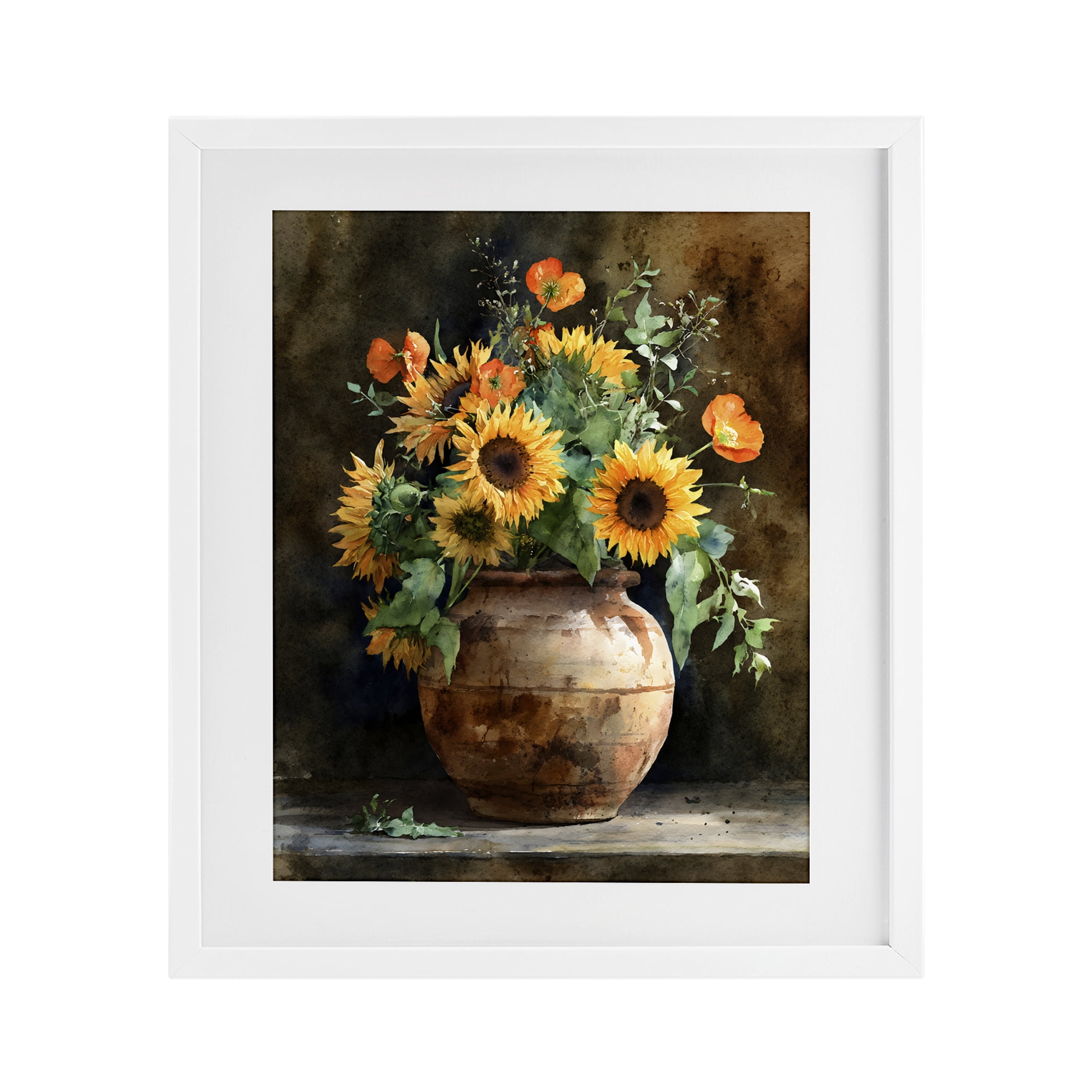 Stupell Industries Rustic Sunflower Display White Framed Print Under Glass, design by Franklyn Gregory