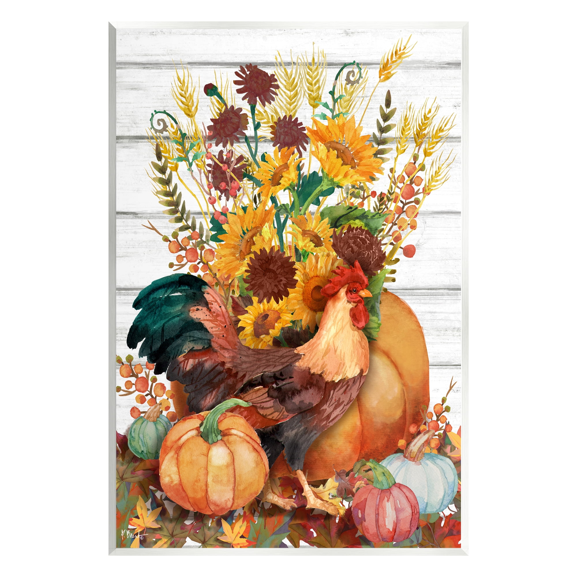 Stupell Industries Rustic Sunflowers & Hen Animals & Insects Painting Unframed Art Print Wall Art, 10 x 15