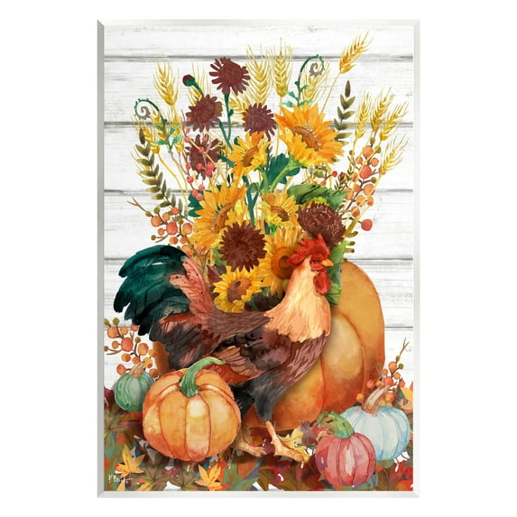 Stupell Industries Rustic Sunflowers & Hen Animals & Insects Painting Unframed Art Print Wall Art, 13 x 19
