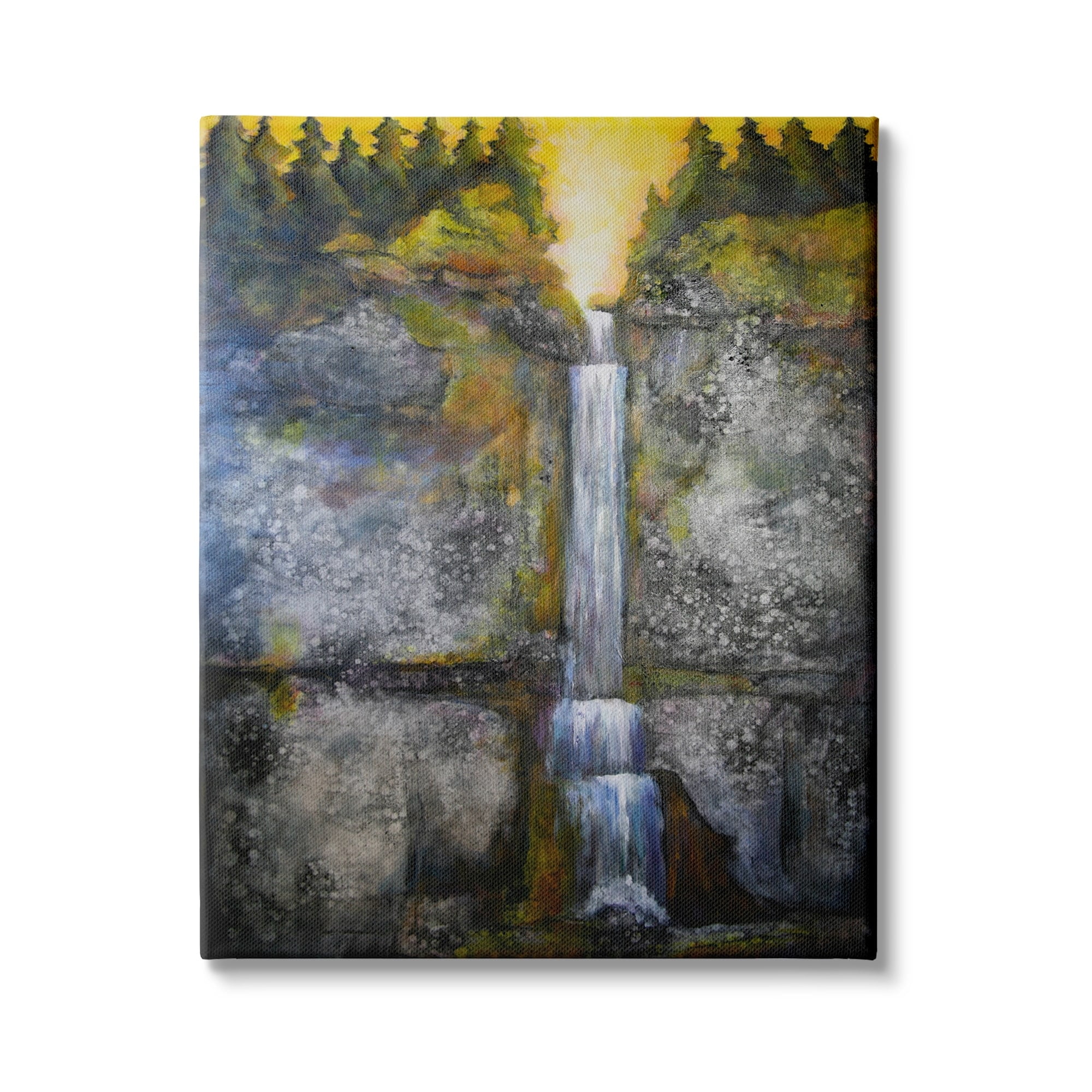 Stupell Industries Rustic Sunset Waterfall Cascading Waters Green Yellow, 16 x 20,Design by Doris Charest