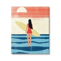 Stupell Industries Rustic Surfer Girl Abstraction Abstract Painting Gallery Wrapped Canvas Art Print Wall Art, 16 x 20