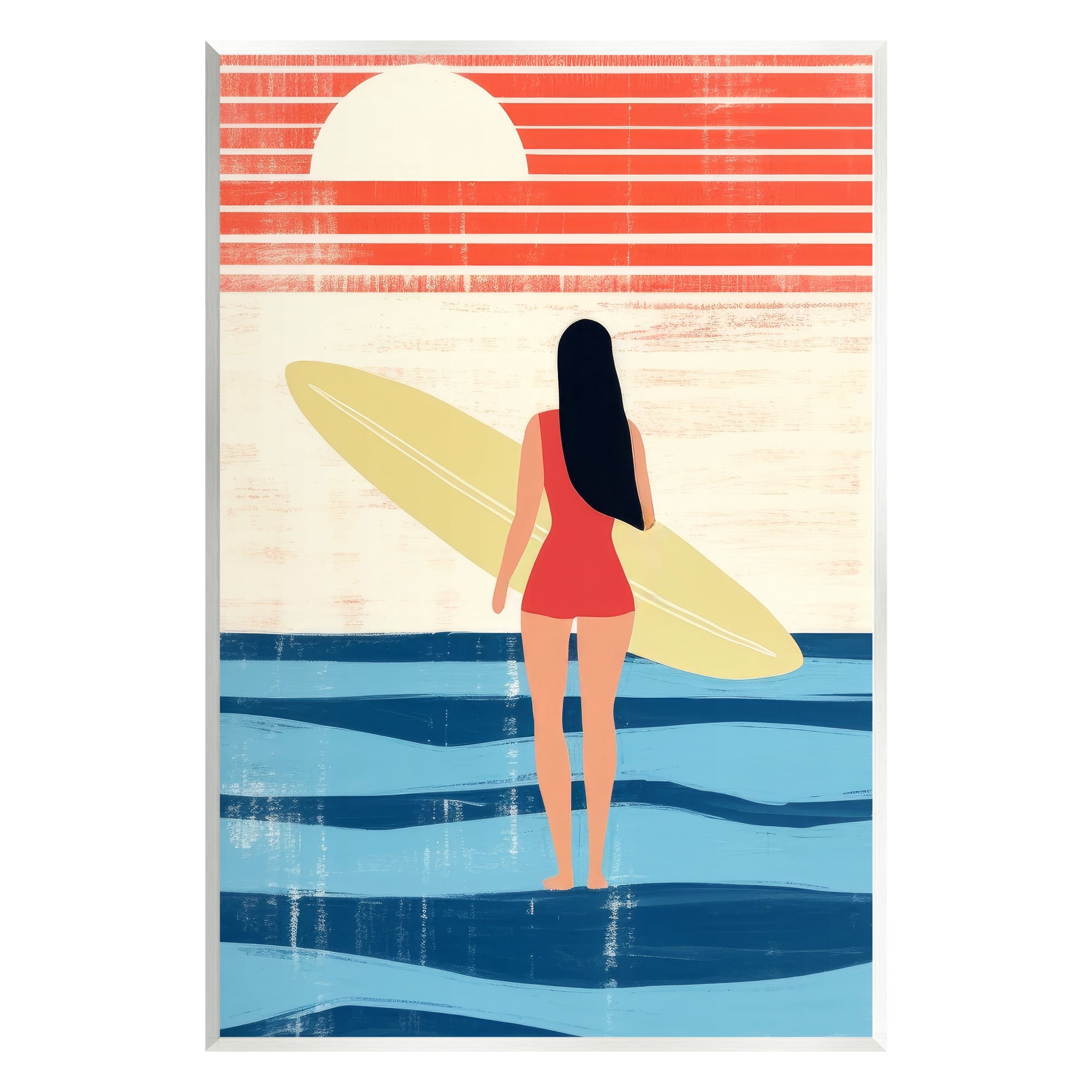 Stupell Industries Rustic Surfer Girl Abstraction Abstract Painting Unframed Art Print Wall Art, 10 x 15