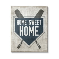 Stupell Industries Rustic Sweet Home Baseball Bats & Base Plate Graphic Art Gallery Wrapped Canvas Print Wall Art, Design by Natalie Carpentieri