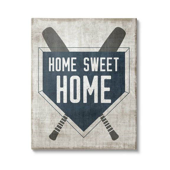 Stupell Industries Rustic Sweet Home Baseball Bats & Base Plate Graphic Art Gallery Wrapped Canvas Print Wall Art, Design by Natalie Carpentieri