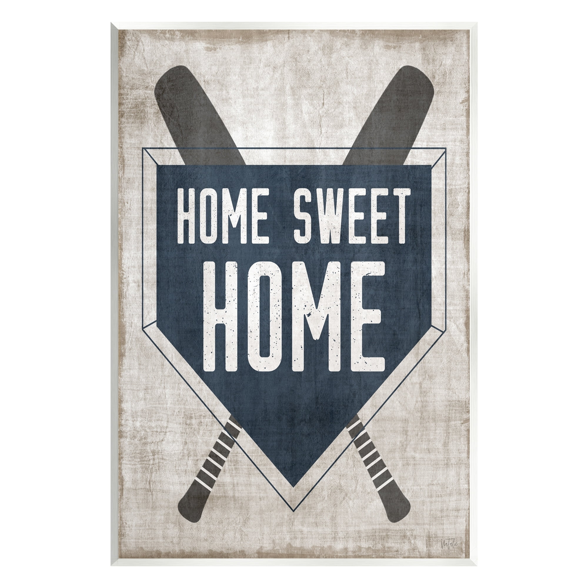 Stupell Industries Rustic Sweet Home Baseball Bats & Base Plate Graphic Art Unframed Art Print Wall Art, Design by Natalie Carpentieri