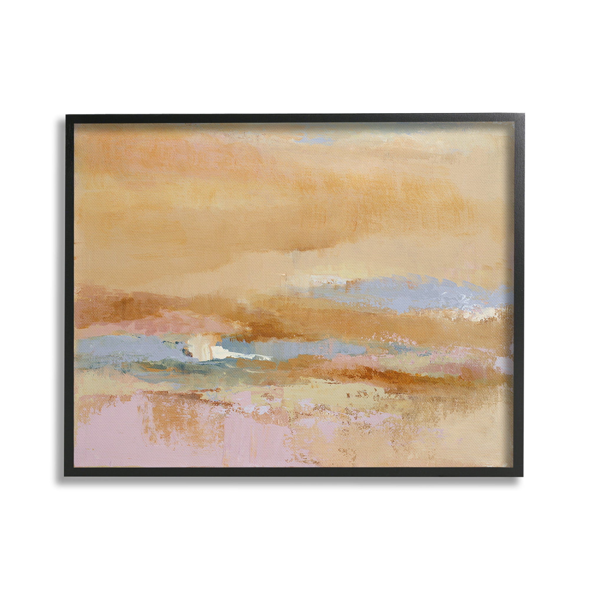 Stupell Industries Rustic Tan Abstraction Abstract Painting Black Framed Art Print Wall Art, 30 x 24