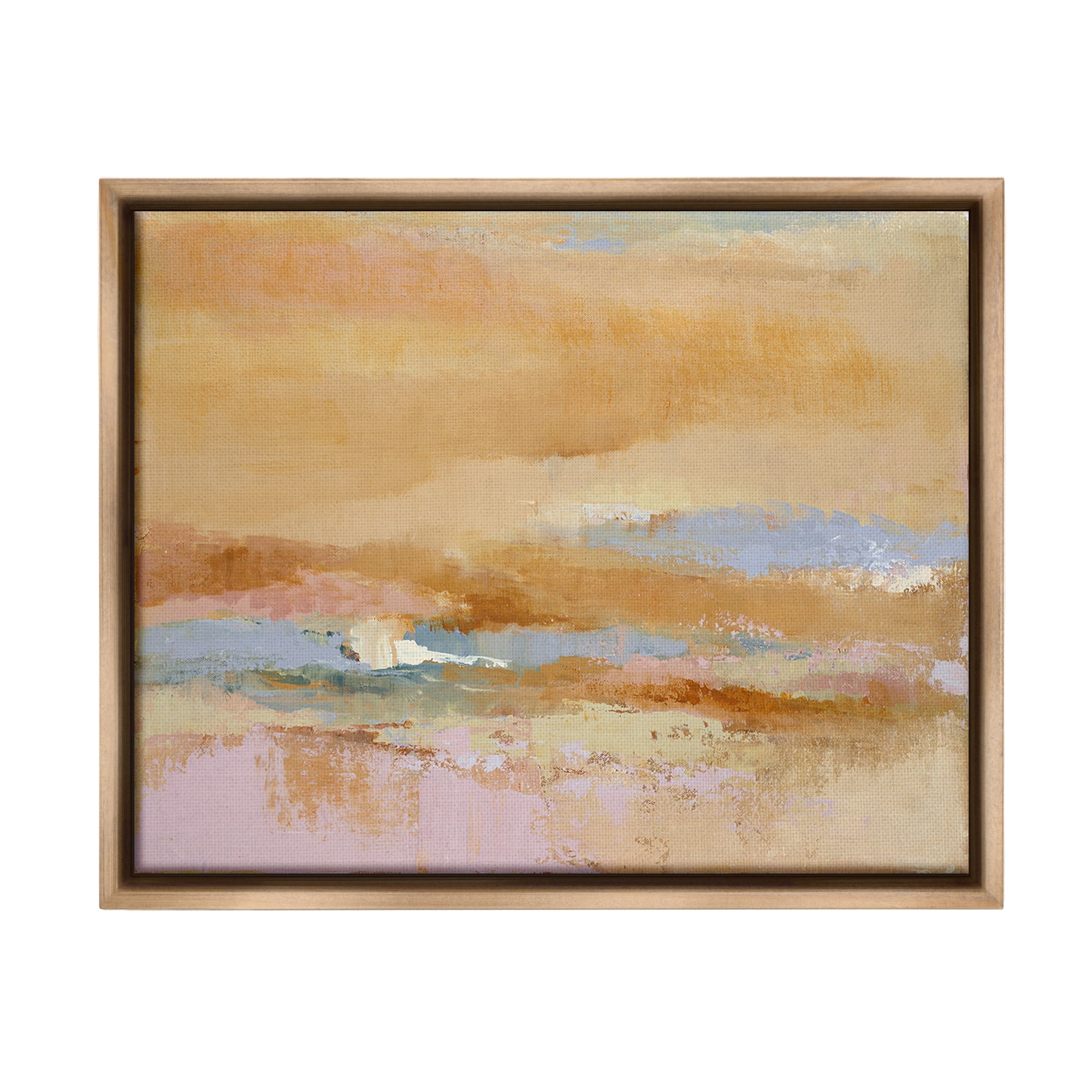 Stupell Industries Rustic Tan Abstraction Abstract Painting Brown Floater Framed Canvas Art Print Wall Art, 31 x 25