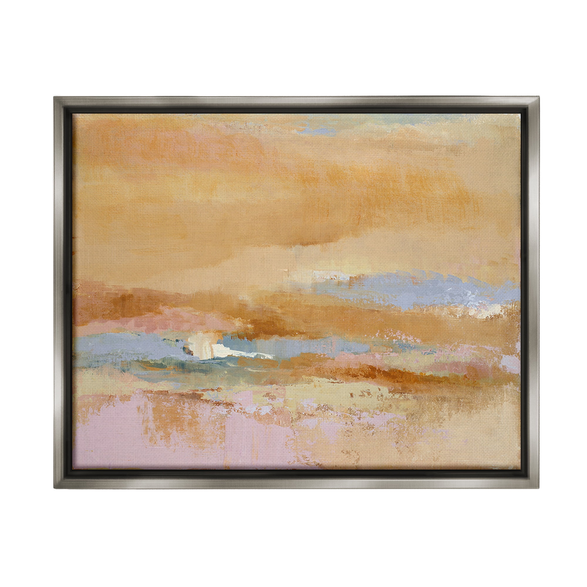 Stupell Industries Rustic Tan Abstraction Abstract Painting Gray Floater Framed Canvas Art Print Wall Art, 31 x 25