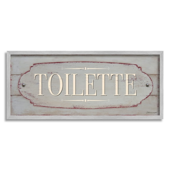 Stupell Industries Rustic Toilette Sign French Farmhouse Traditional Grain Pattern, 24 x 10, Design by Stephanie Workman Marrott
