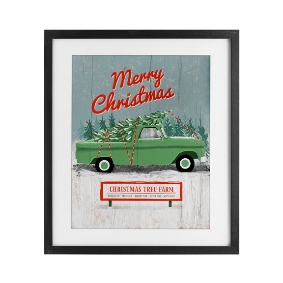 Stupell Industries Rustic Tree Farm & Truck Black Framed Print Under Glass design by Jilly Jack Designs, 16 x 13