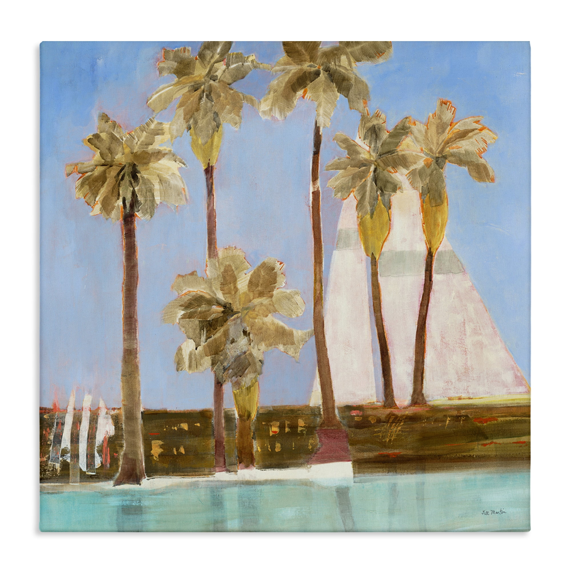 Stupell Industries Rustic Tropical Scene Coastal Painting Gallery Wrapped Canvas Art Print Wall Art, 36 x 36