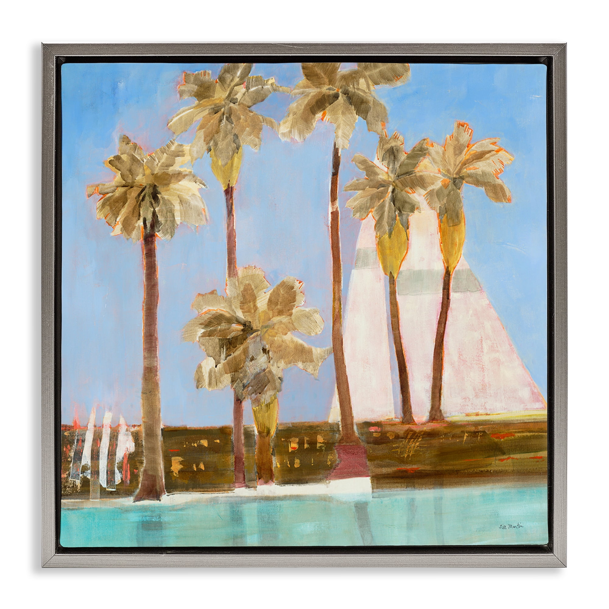 Stupell Industries Rustic Tropical Scene Coastal Painting Gray Floater ...
