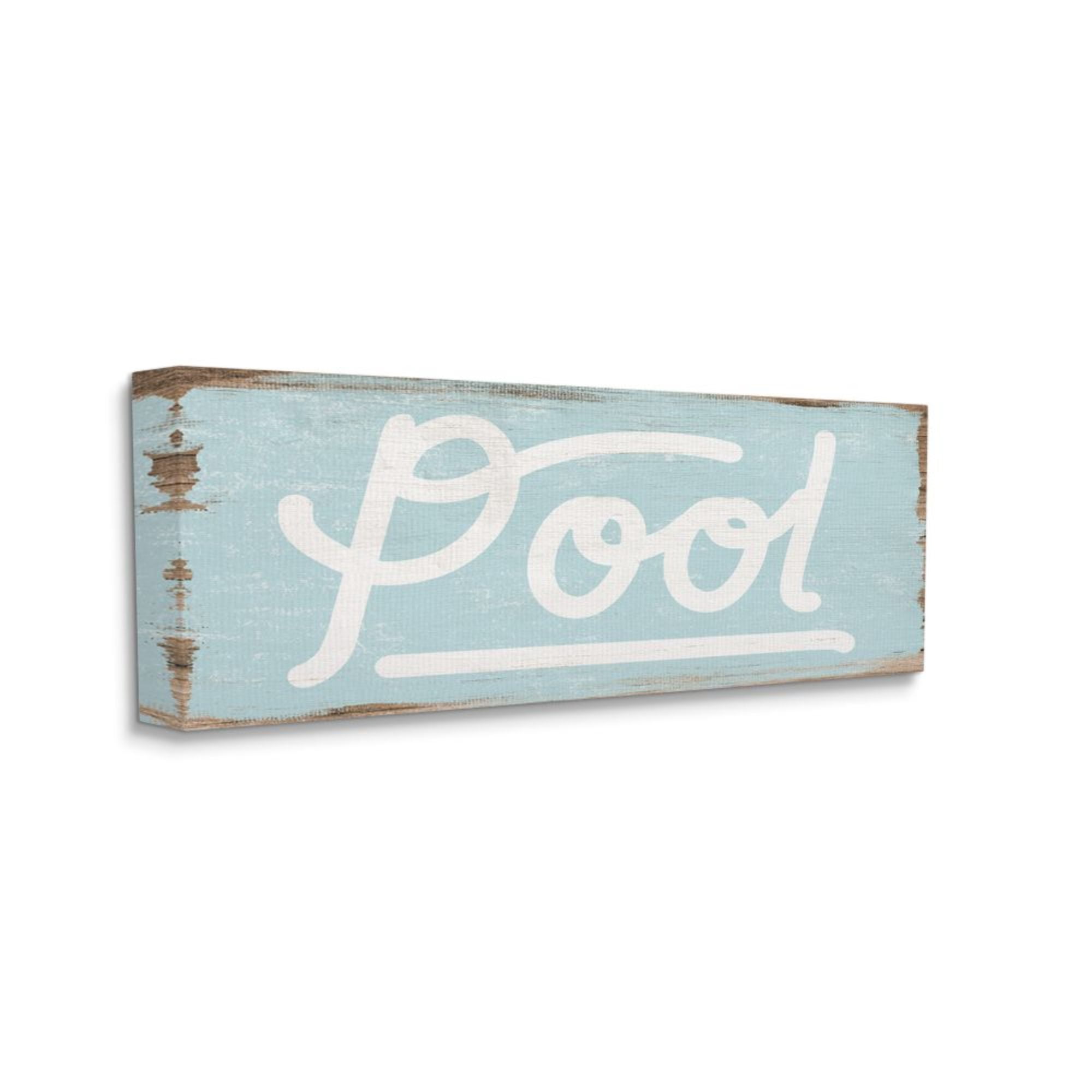 Stupell Industries Rustic Turquoise Pool Sign Distressed Wood Pattern Design by Daphne Polselli, 10" x 24"