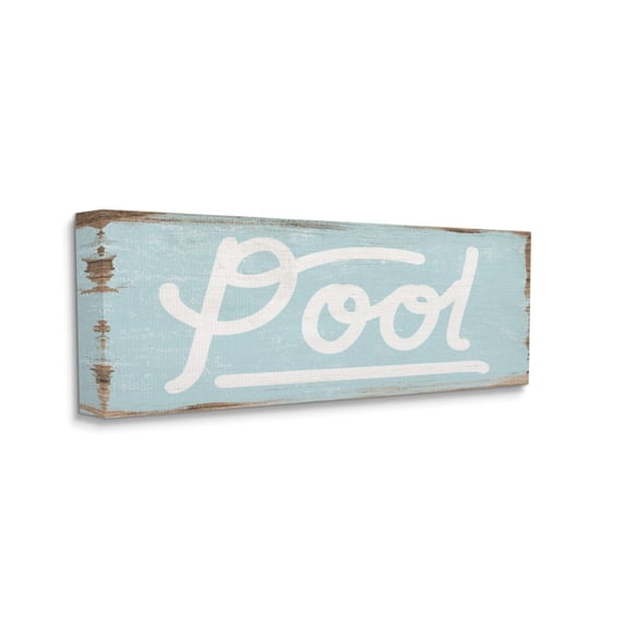 Stupell Industries Rustic Turquoise Pool Sign Distressed Wood Pattern Design by Daphne Polselli, 10" x 24"