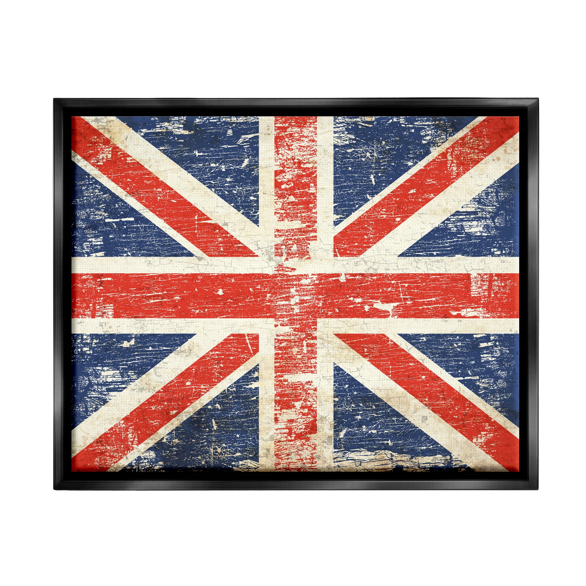 Stupell Industries Rustic United Kingdom Flag Town & City Painting Black Floater Framed Art Print Wall Art, 31 x 25