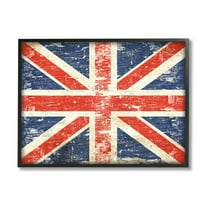 Stupell Industries Rustic United Kingdom Flag Town & City Painting Black Framed Art Print Wall Art, 14 x 11