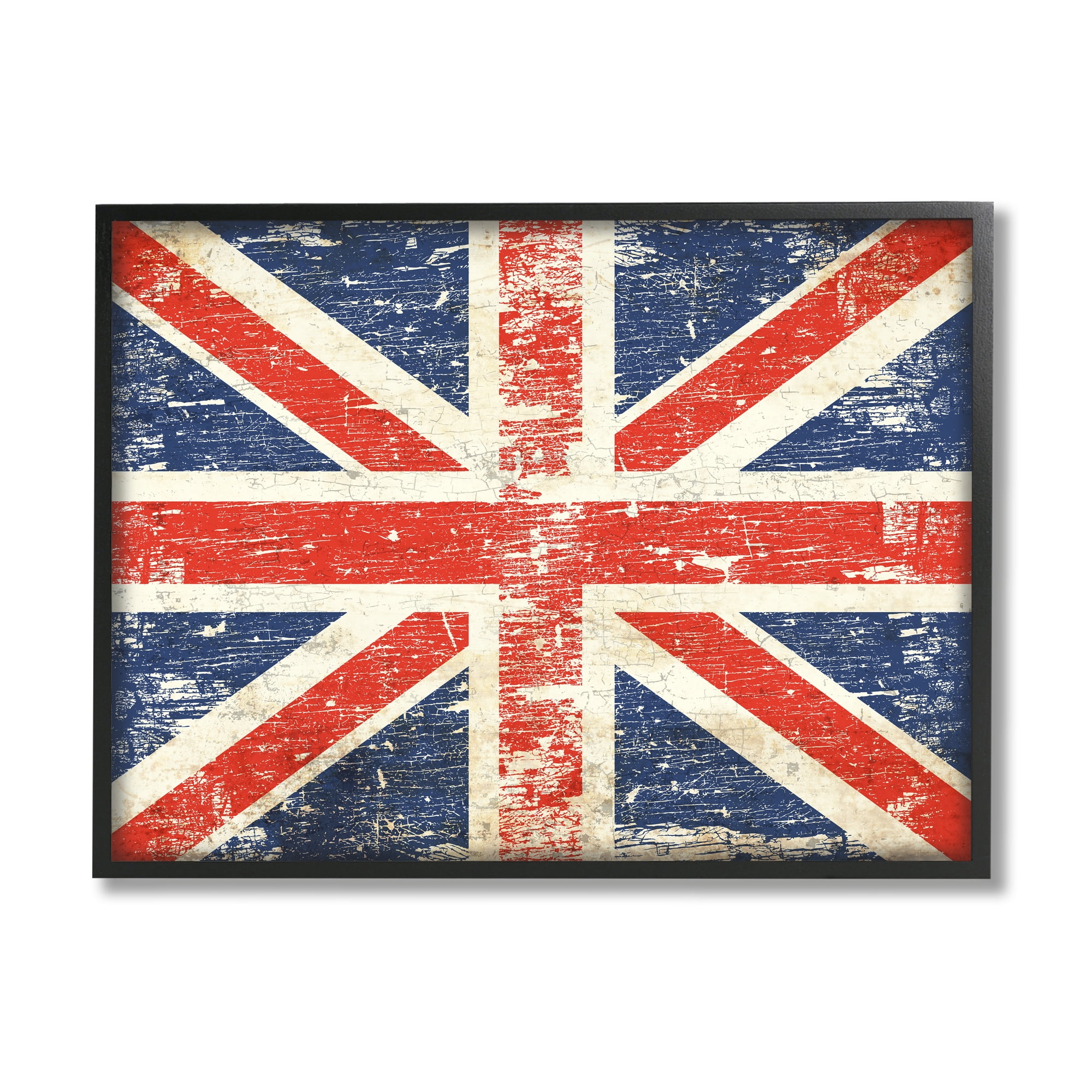 Stupell Industries Rustic United Kingdom Flag Town & City Painting Black Framed Art Print Wall Art, 20 x 16