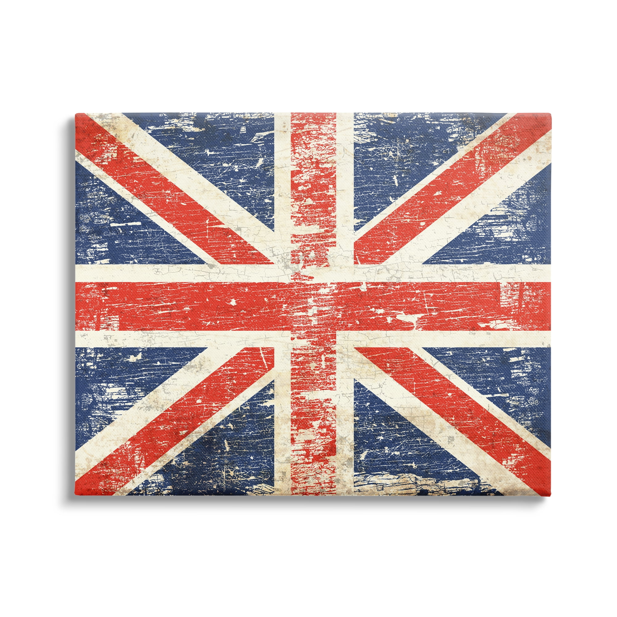 Stupell Industries Rustic United Kingdom Flag Town & City Painting Gallery Wrapped Canvas Print Wall Art, 30 x 24
