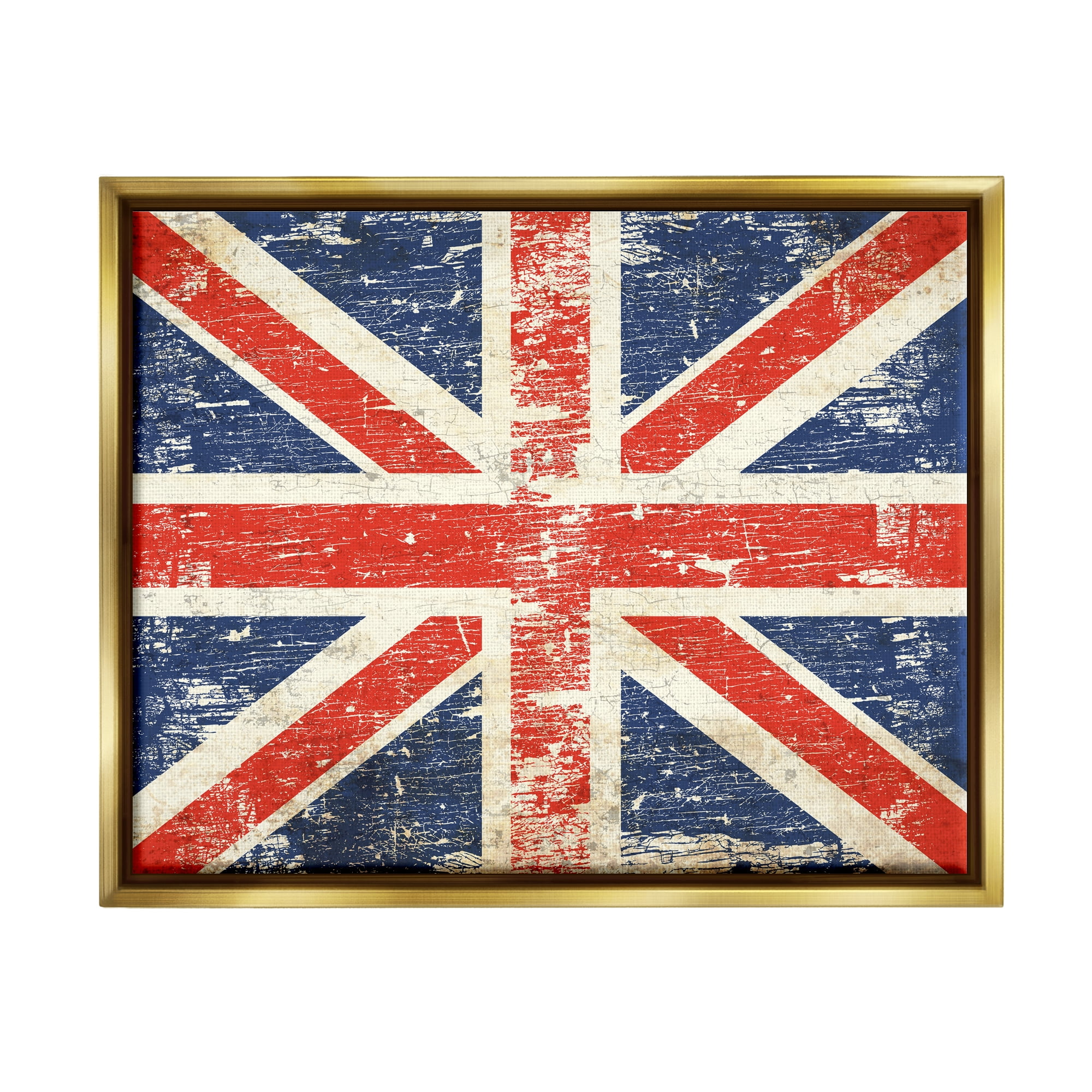 Stupell Industries Rustic United Kingdom Flag Town & City Painting Gold Floater Framed Art Print Wall Art, 31 x 25