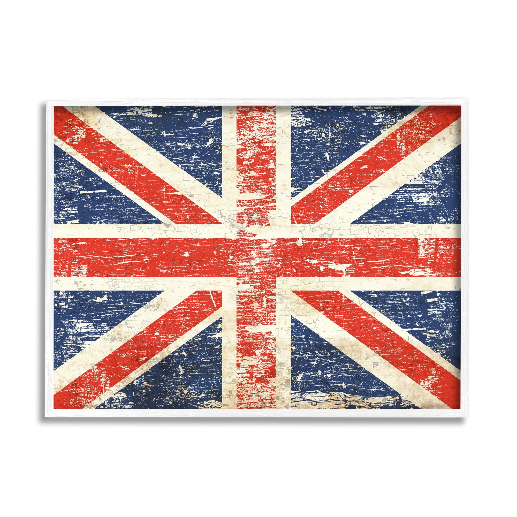 Stupell Industries Rustic United Kingdom Flag Town & City Painting White Framed Art Print Wall Art, 30 x 24