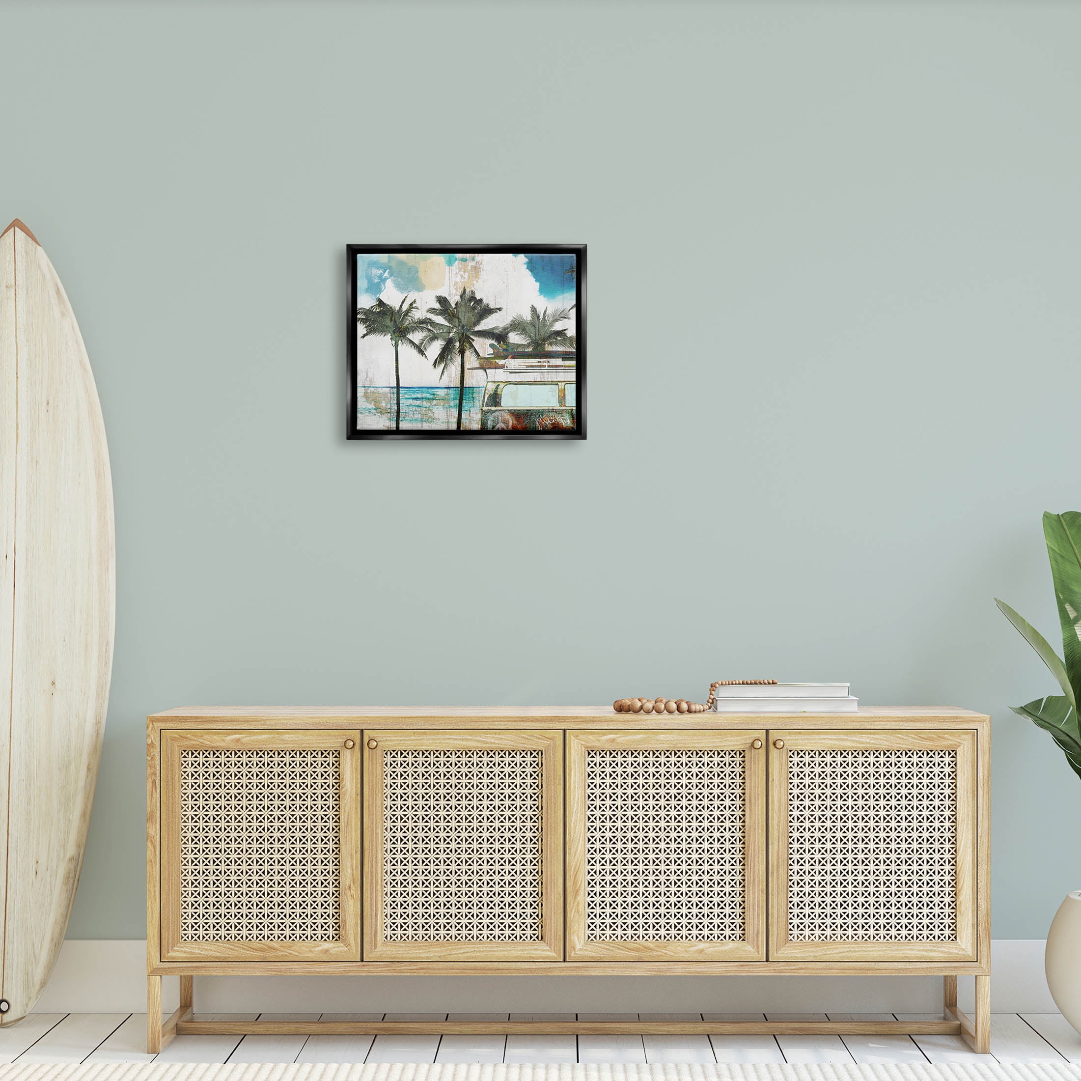 Stupell Industries Rustic Vacation Palm Trees Graphic Art Jet Black Floating Framed Canvas Print Wall Art, Design by Sophie 6