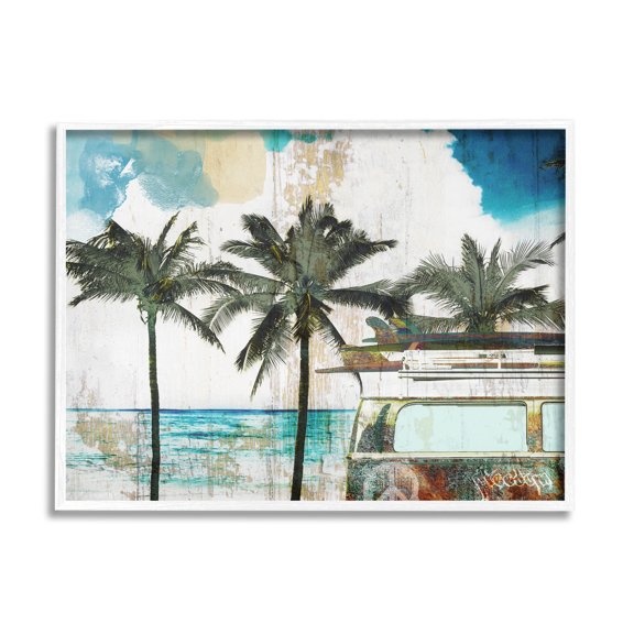 Stupell Industries Rustic Vacation Palm Trees Graphic Art White Framed Art Print Wall Art, Design by Sophie 6