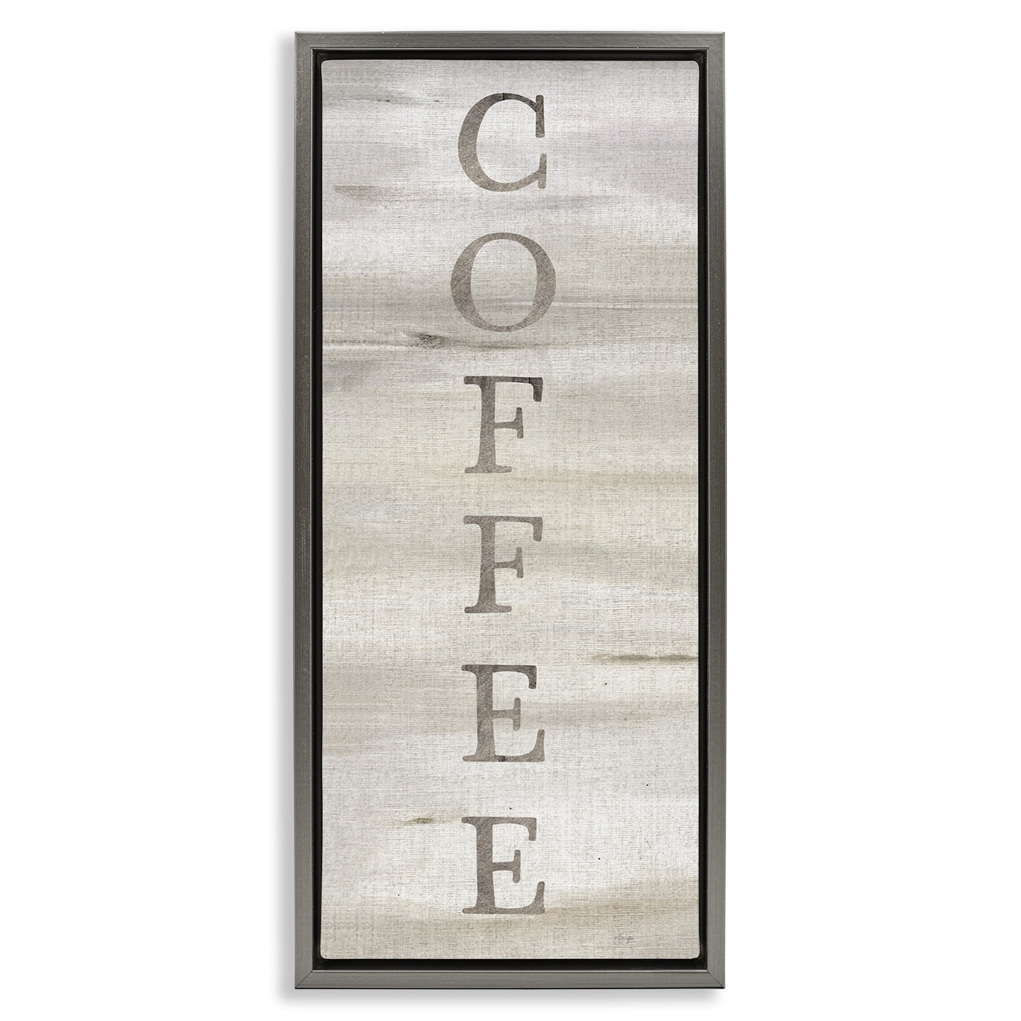 Stupell Industries Rustic Vertical Coffee Food & Beverage Painting Gray Floater Framed Art Print Wall Art, 11 x 25