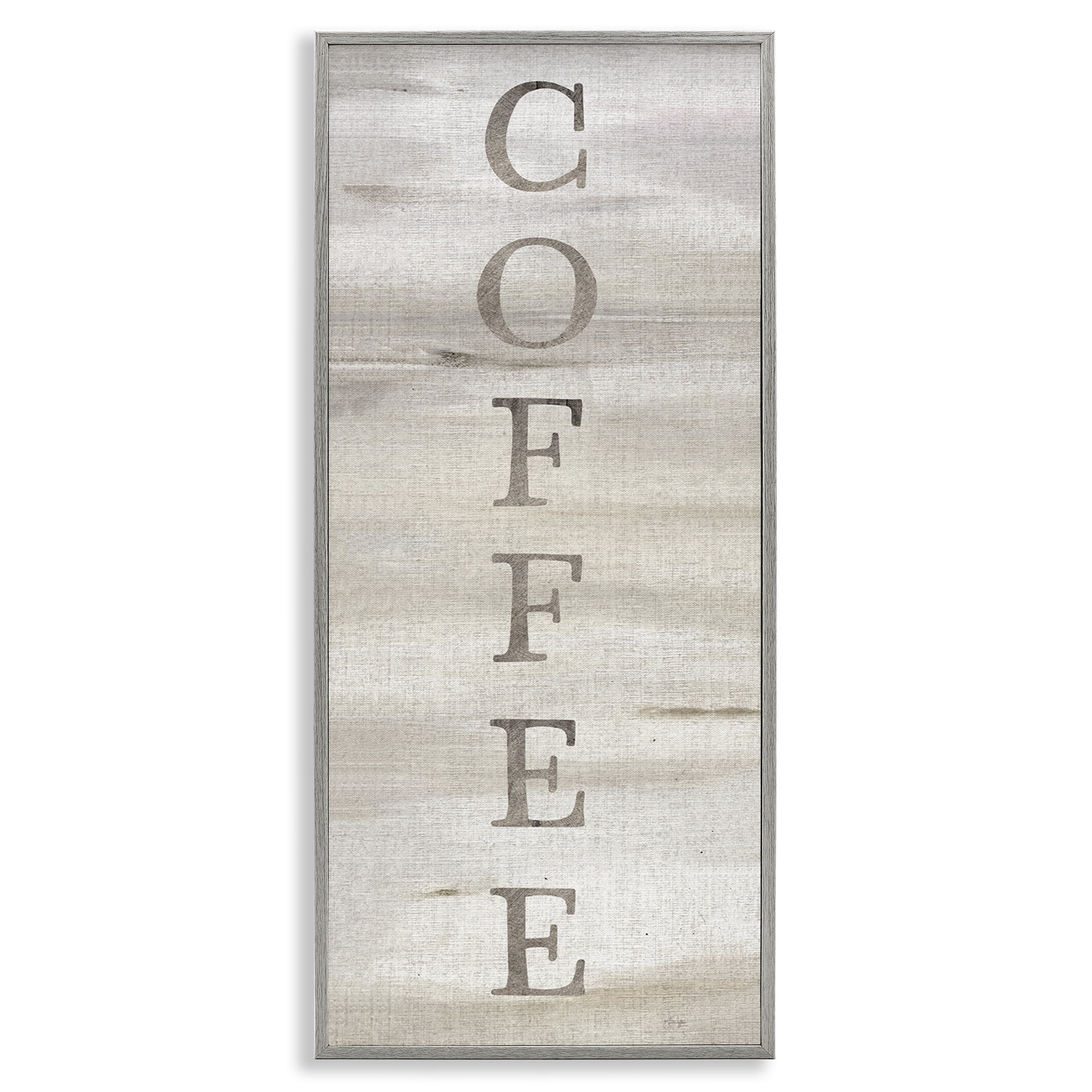 Stupell Industries Rustic Vertical Coffee Food & Beverage Painting Gray Framed Art Print Wall Art, 10 x 24