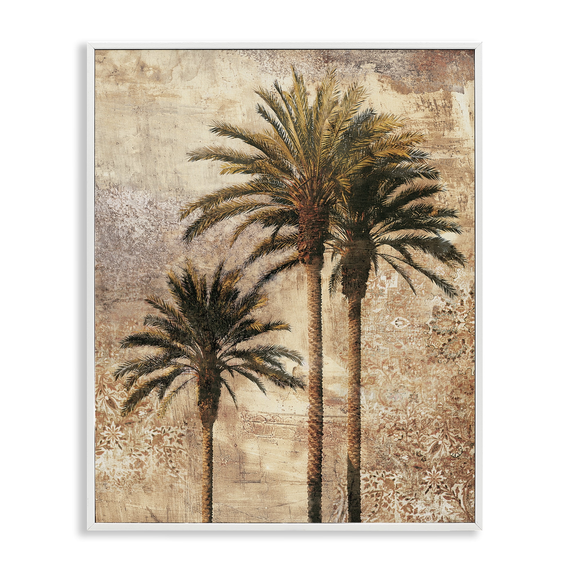 Stupell Industries Rustic Vintage Palms Plants & Flowers Painting White Framed Art Print Wall Art, 16 x 20