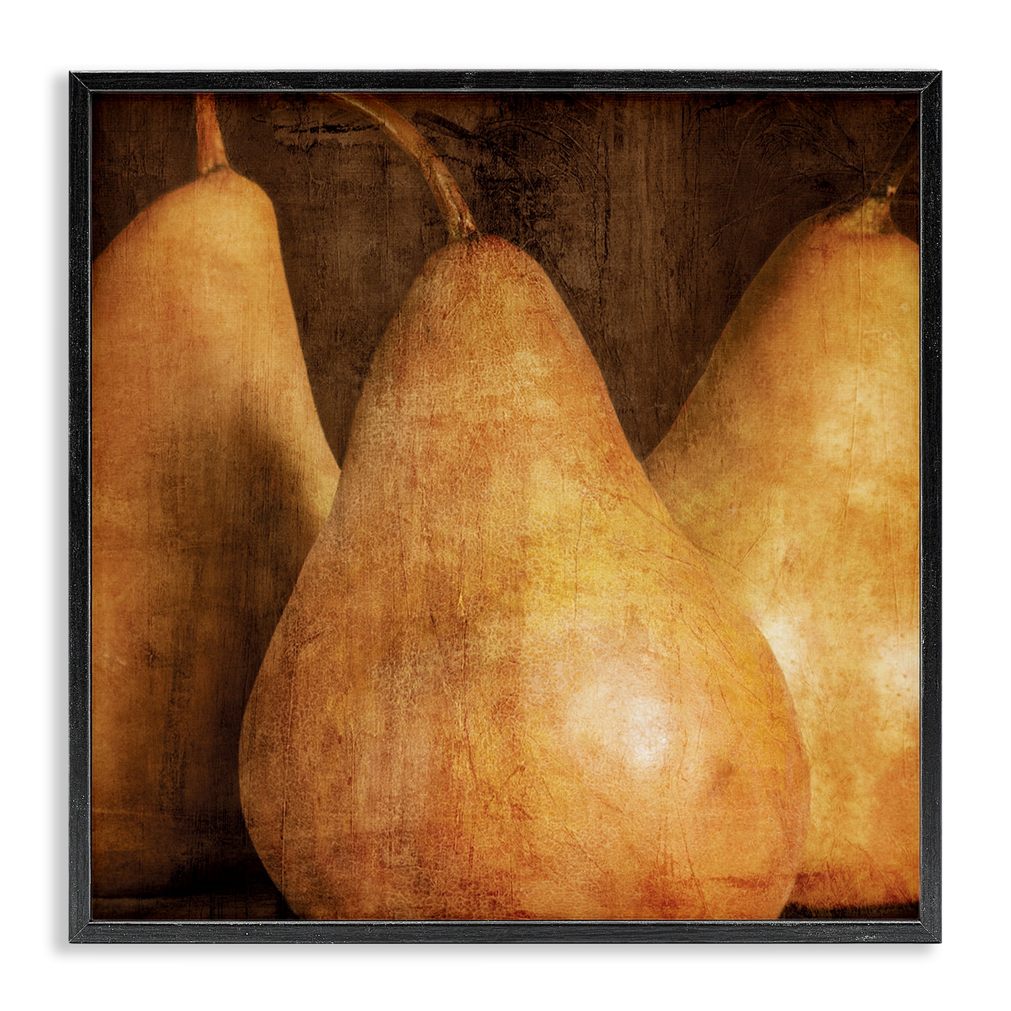 Stupell Industries Rustic Vintage Pears Food & Beverage Painting Black Framed Art Print Wall Art, 12 x 12