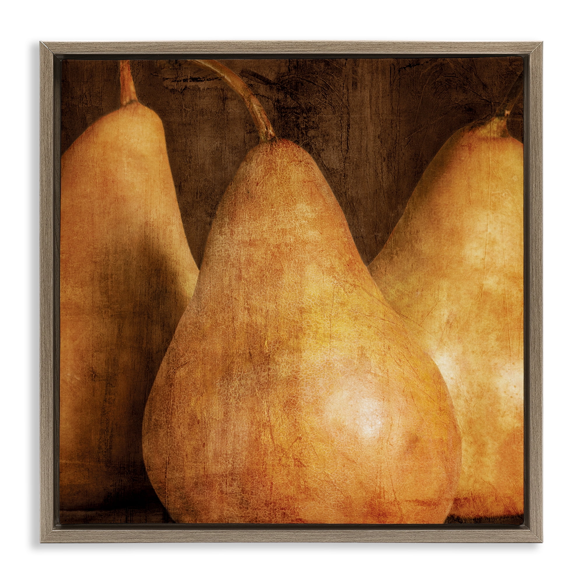Stupell Industries Rustic Vintage Pears Food & Beverage Painting Brown Floater Framed Canvas Art Print Wall Art, 25 x 25