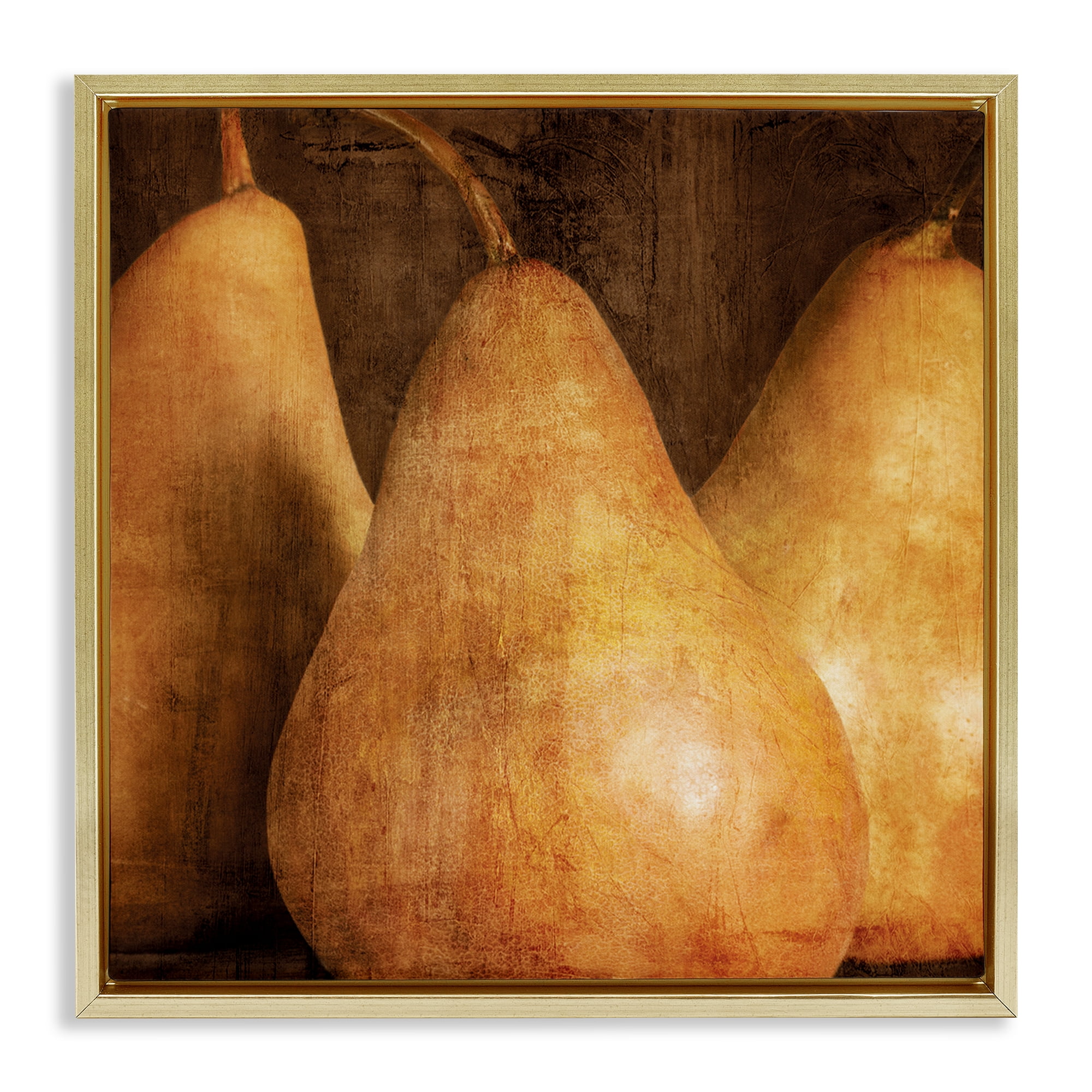 Stupell Industries Rustic Vintage Pears Food & Beverage Painting Gold Floater Framed Canvas Art Print Wall Art, 25 x 25