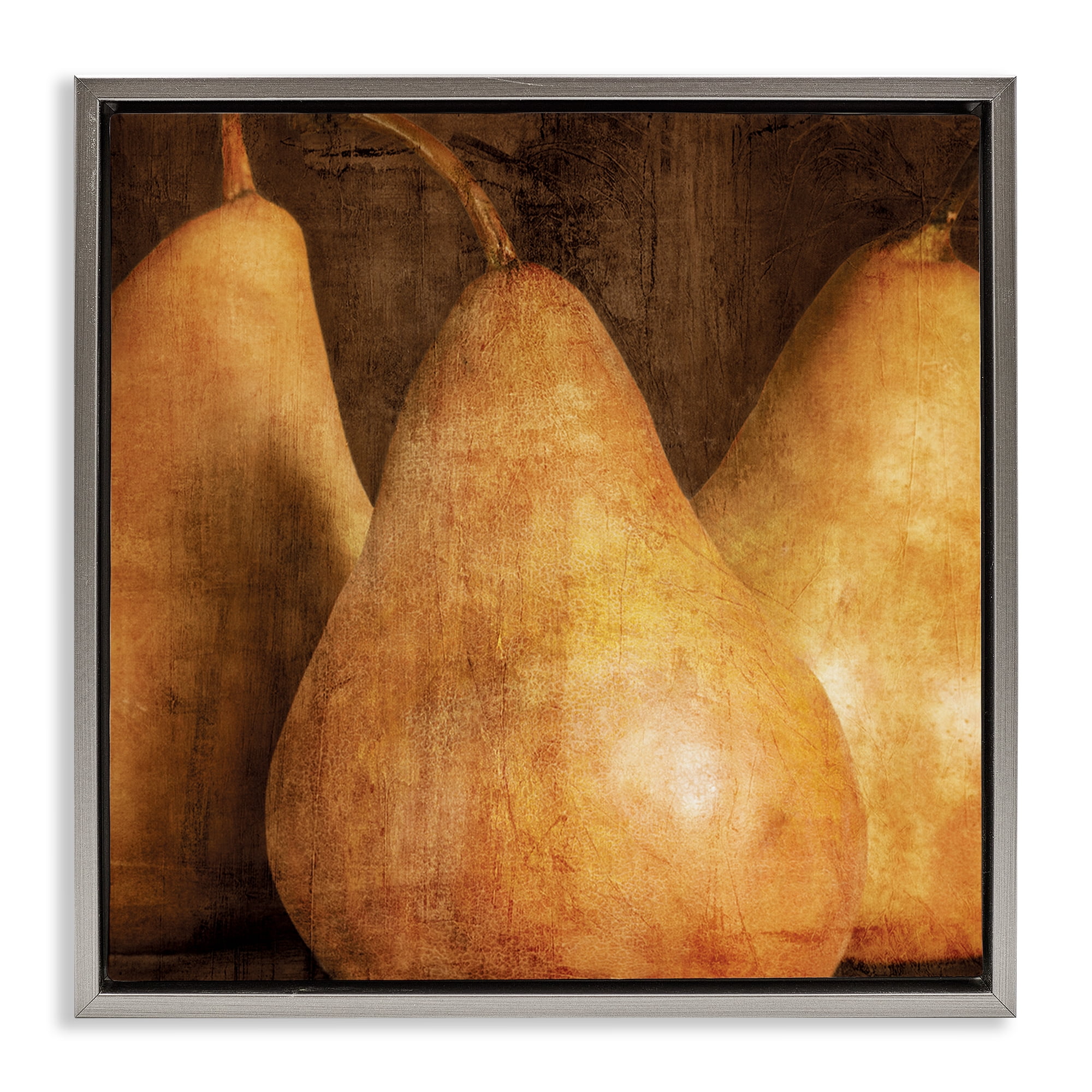 Stupell Industries Rustic Vintage Pears Food & Beverage Painting Gray Floater Framed Canvas Art Print Wall Art, 25 x 25