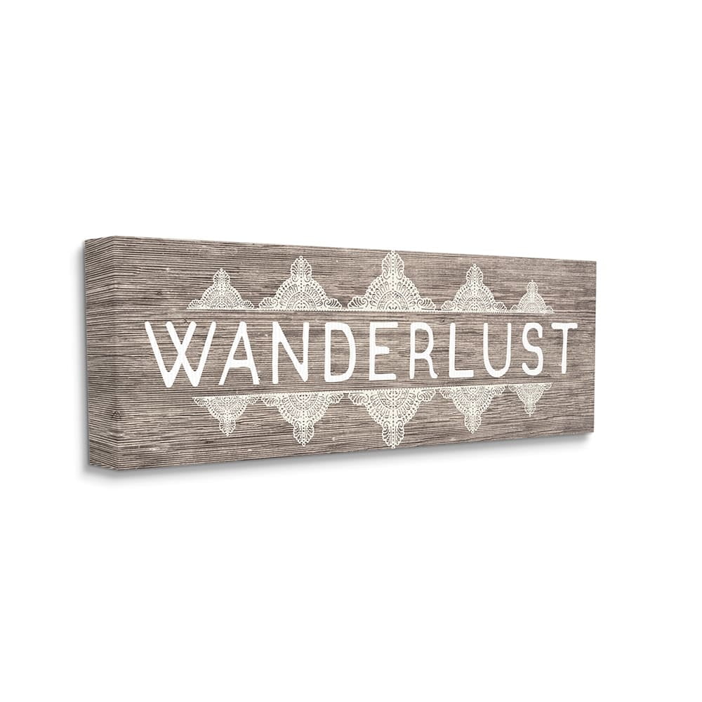 Stupell Industries Rustic Wanderlust Phrase with Paisley Country Pattern Canvas Wall Art by Daphne Polselli
