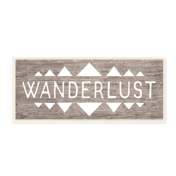 Stupell Industries Rustic Wanderlust Text Geometric Triangular Border Typography Painting Wall Plaque Art Print Wall Art, 7 x 17